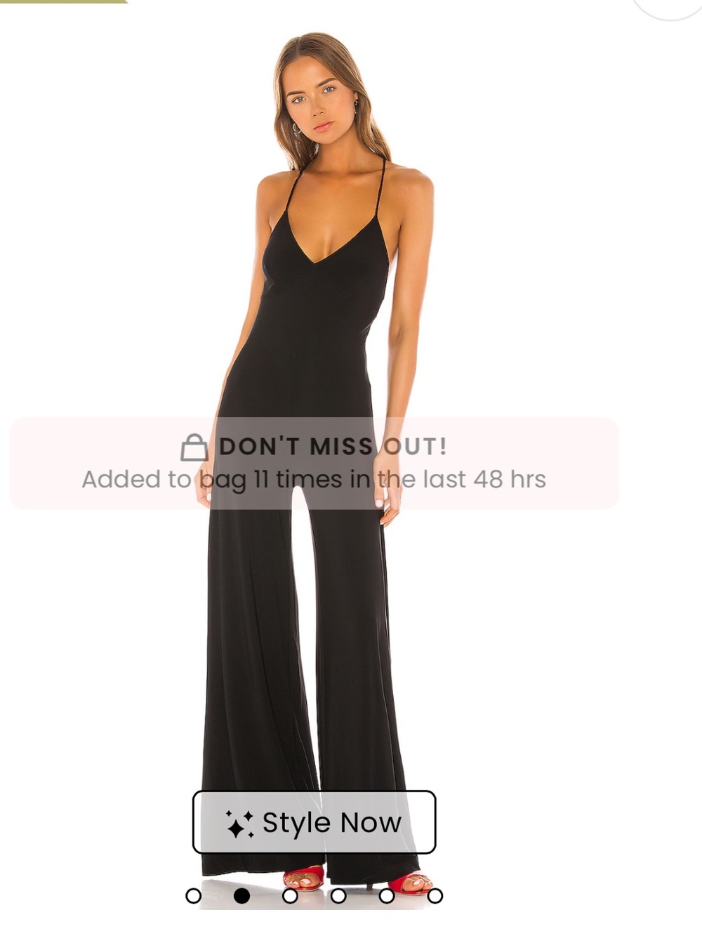 Norma Kamali - Women's Black Wide-Leg Jumpsuit with Spaghetti Straps